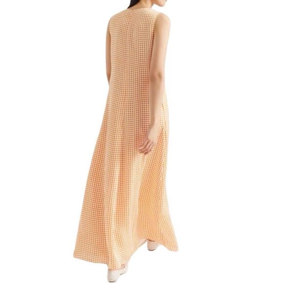 Club Monaco Orange Soft Swing Maxi Dress Gingham Check New Size 12 - Picture 3 of 7